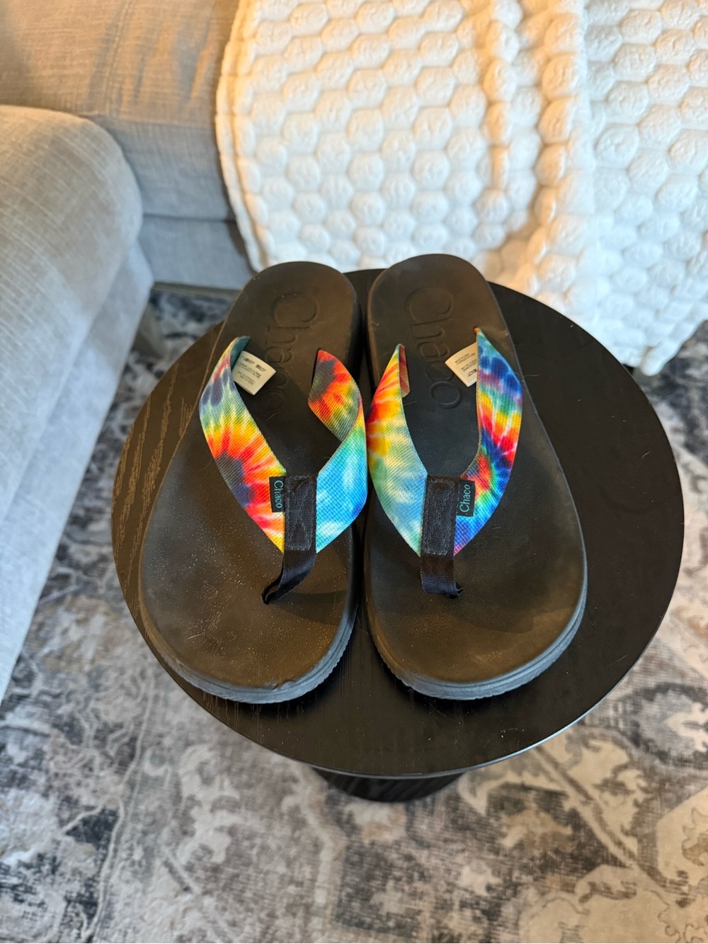 WOMEN'S CHACO CHILLOS FLIP SADIE DARK TIE DYE FLIP FLOP BEACH SANDALS SZ 8